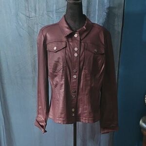 White Hoise Black Market - NWT - Coated Shacket - Black Cherry - XL